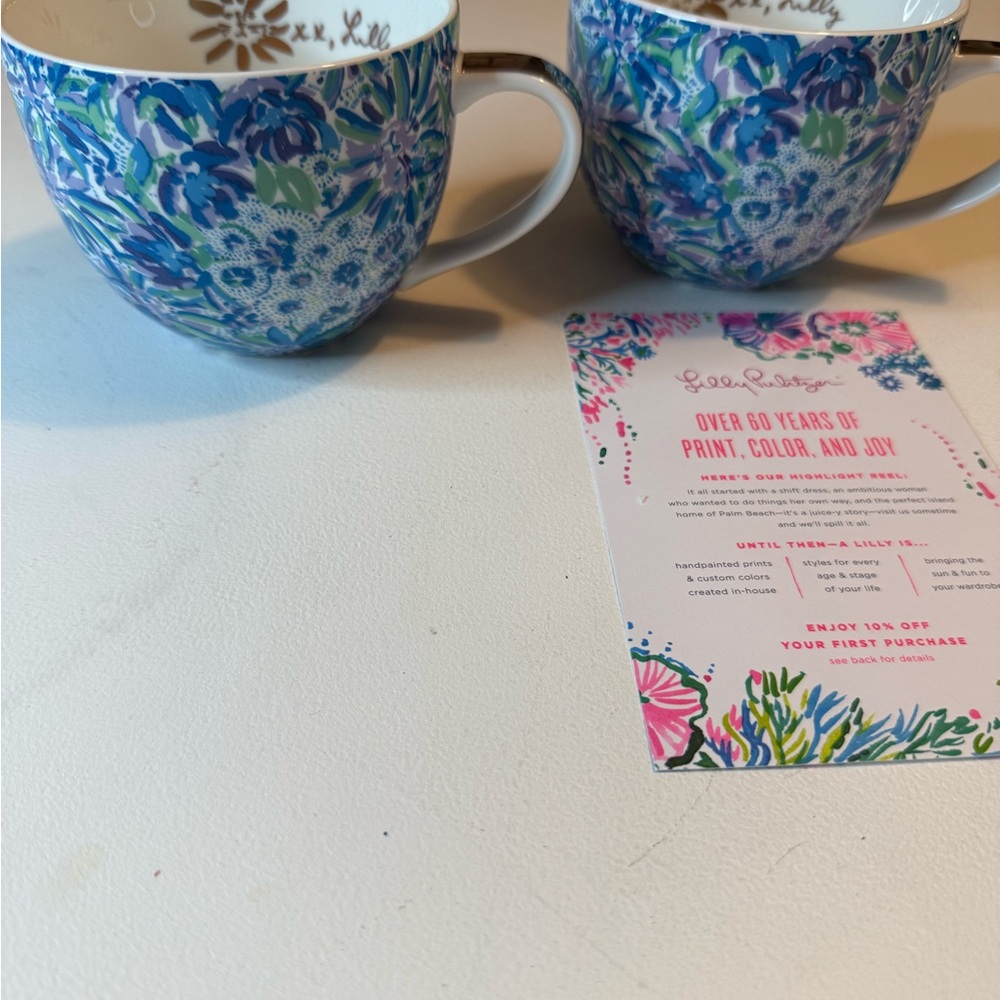 Lilly Pulitzer Blue and Green Floral Cups